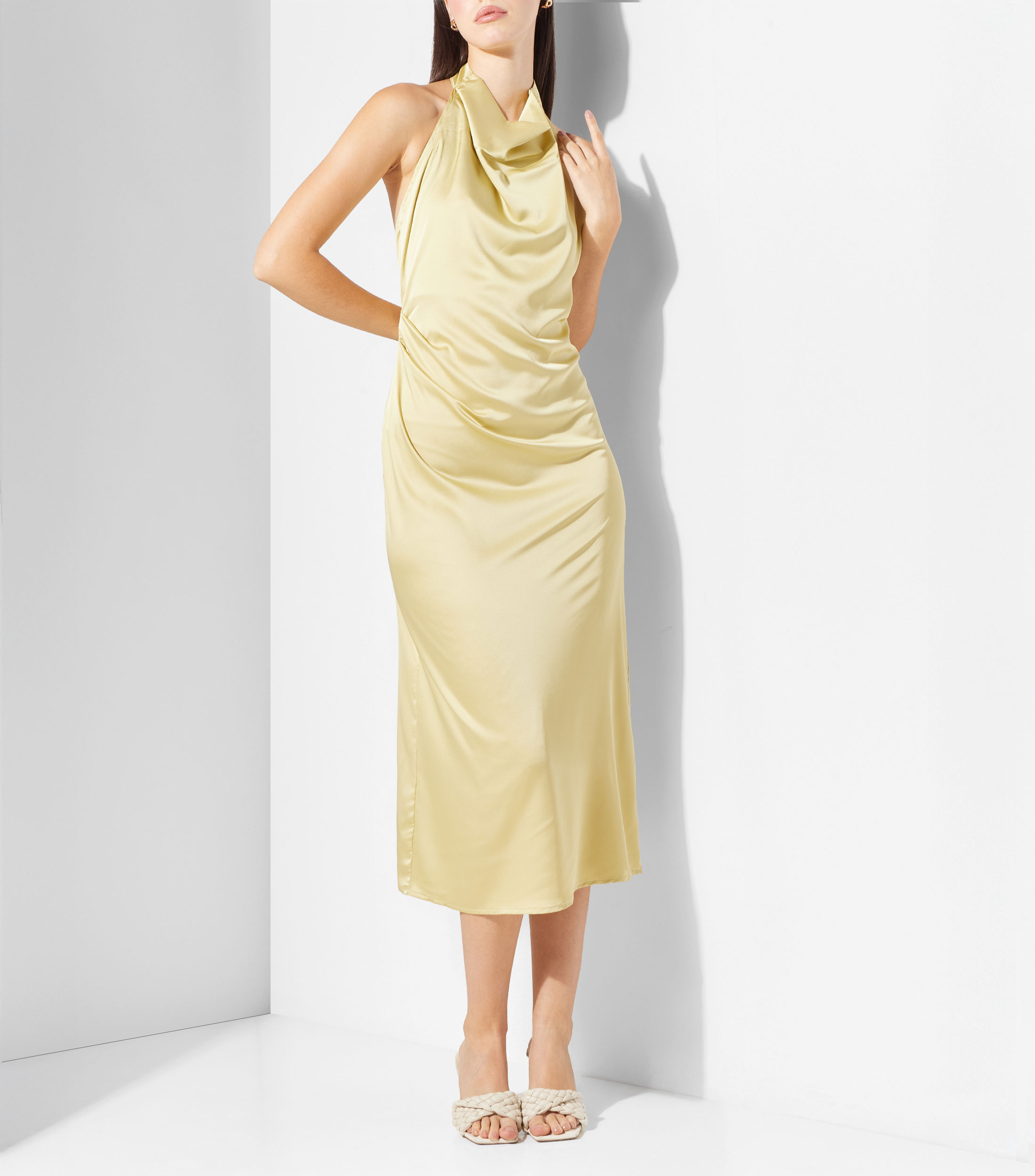 Vestido largo liso Mujer